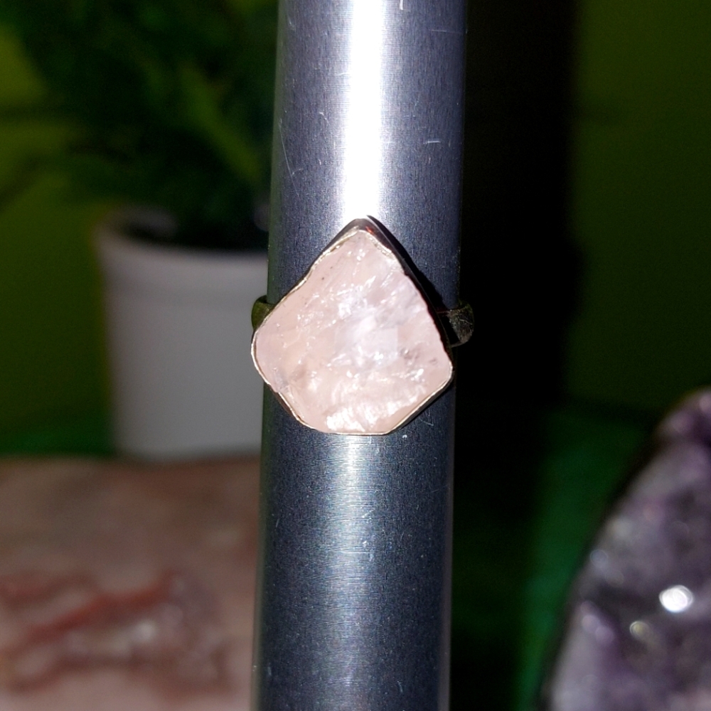 Raw Rose Quartz Ring Size 7